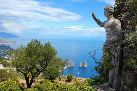Statue on Monte Solaro, Capri, Italyの写真素材