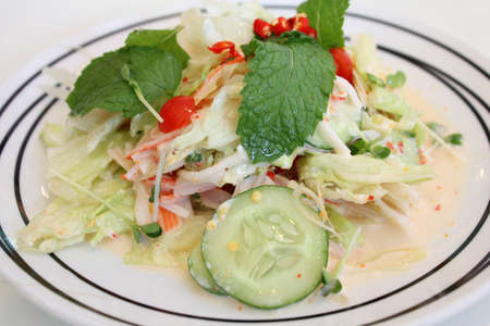 Spicy salad with crab stickの写真素材