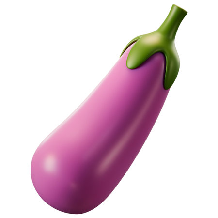 A purple eggplant 3D illustration minimal design healthy vegetable food ingredient. Perfect for diet, recipe, menu. Clipping Path Included. Isolated on white background, 3d illustration.の写真素材