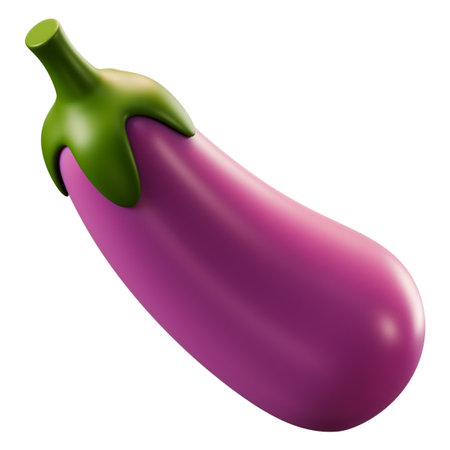 A purple eggplant 3D illustration healthy food ingredient for nutrition and diet planning. Ideal for cooking blog. Clipping Path Included. Isolated on white background, 3d illustration.の写真素材