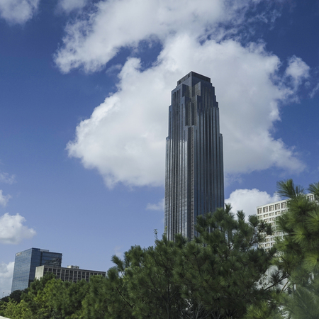 Large building standing tall with clouds behind itのeditorial素材