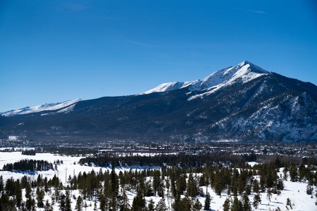winter mountains and lakeの写真素材
