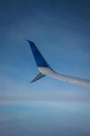 Plane Wing in the Skyの写真素材