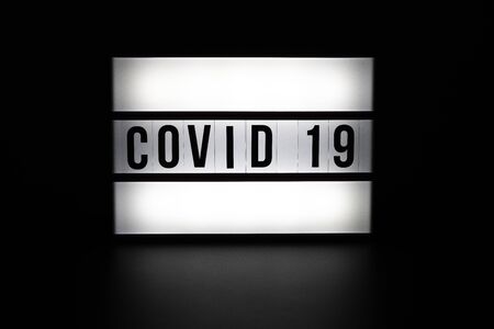 Covid-19 on white backgroundの写真素材