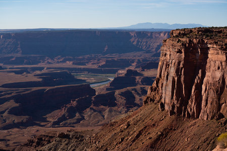 canyon with a riverbend in the desertの写真素材