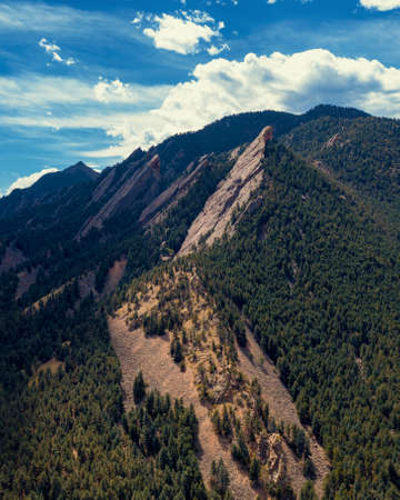 Epic view of boulder flatirons in coloradoの写真素材