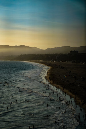 beautiful sunset on the beach in californiaの写真素材