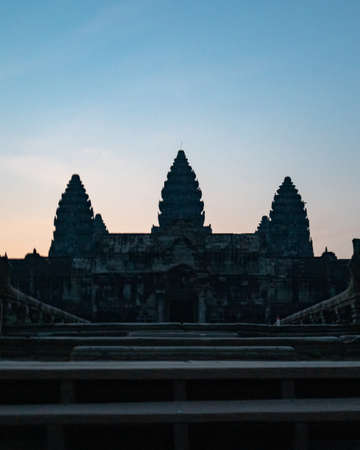 beautiful capture of angkor wat during sunrise in cambodiaの写真素材