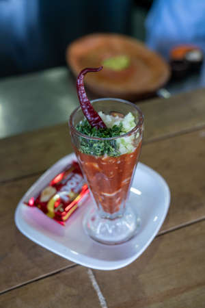 delicious coctel de camarones in latin american restaurantの写真素材