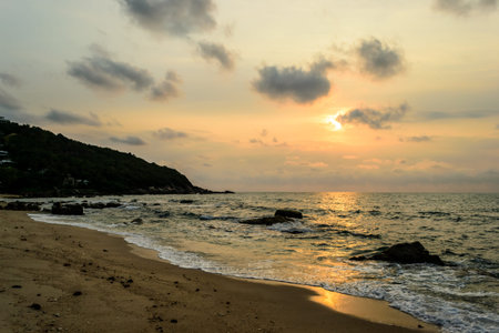 Tropical beach with sunrise. Koh Samui, Thailand