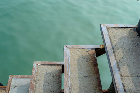 Downstairs at the port with seasideの写真素材