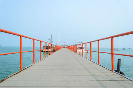long jetty pier with sky in Samui,Thailandの写真素材