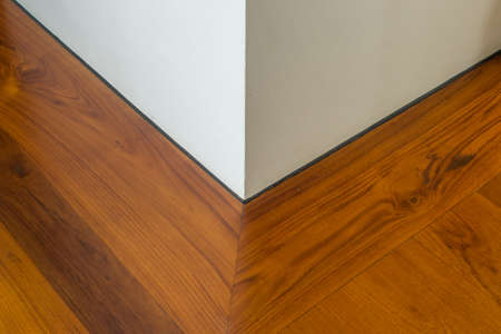 Wooden floor corner of the roomの写真素材