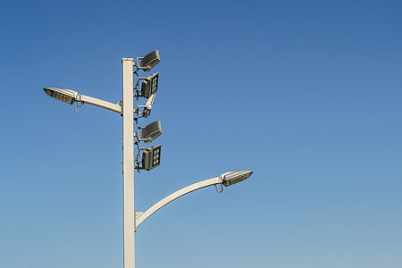 Street light on blue sky