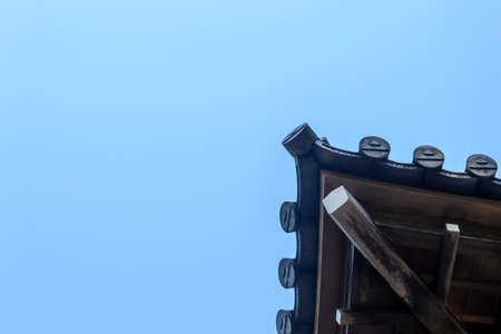 Japanese temple roof and blue sky backgroundのeditorial素材