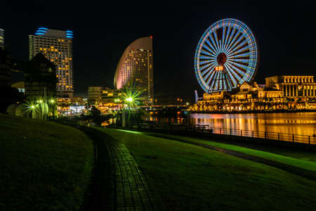 Yokohama Minato Mirai 21 seaside in Japanの写真素材