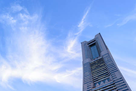 Landmark Tower with blue sky in Yokohama, Japan.のeditorial素材