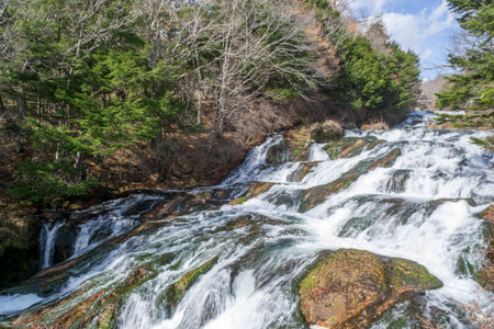 Ryuzu Waterfall, Nikko, Japan in Autumn Seasonの写真素材
