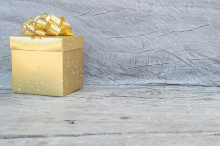 Gift box on wood vintage backgroundの写真素材