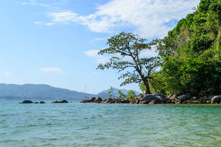 Beautiful sea and blue sky at Layan beach, Andaman Sea,Phuket in Thailandの写真素材