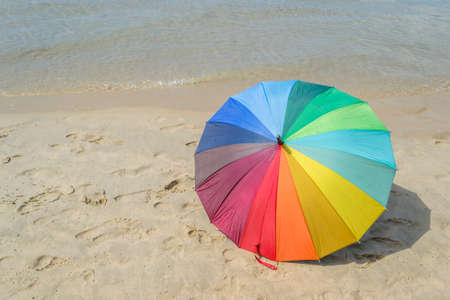 colorful umbrella on the beach Phuket in Thailandの写真素材