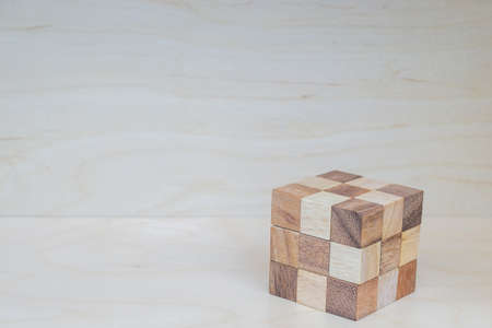 Cube puzzle in the form of wooden blocksの写真素材