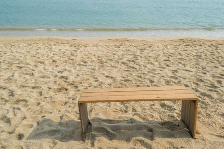 chair wood on the beachの写真素材