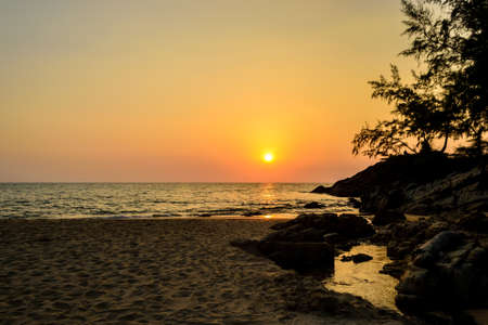 Beautiful Sunset on Nai Thon beach,Phuket in Thailandの写真素材