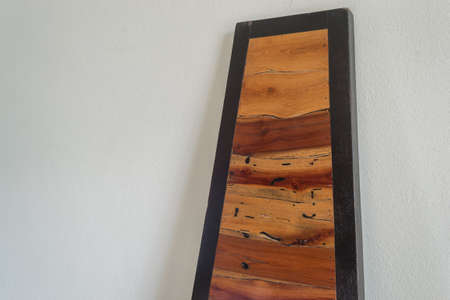 Empty wood texture over cement wall backgroundの写真素材