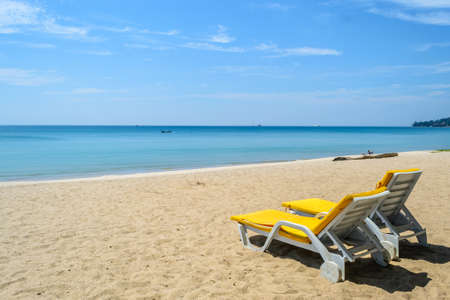 Beach chairs on the Beach in Phuket,Thailandの写真素材