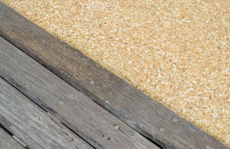 wooden planks and sand texture floorの写真素材