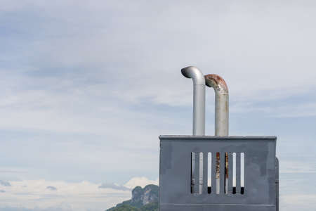 Smokestack or Exhaust Marine on Ferry boatの写真素材