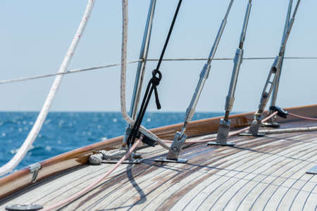 Sailboat and a beautiful view with blue sky backgroundの写真素材