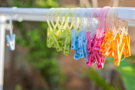 Close up plastic clipsの写真素材