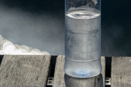 Close up of water in plastic bottle
