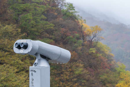 Public Binoculars Machine at Akechidaira Ropeway in autumn season  ,Nikko in Japanの写真素材