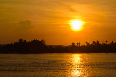 Landscape of sunrise on the beach at  Krabi province, Thailand.の写真素材