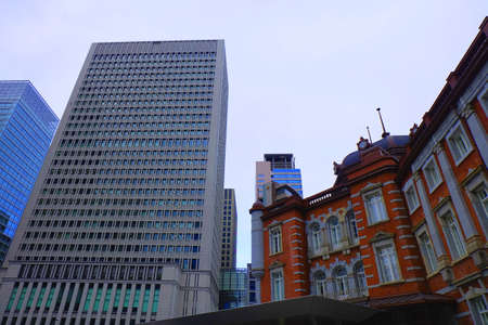 tall office building side of tokyo station building (western style)の写真素材