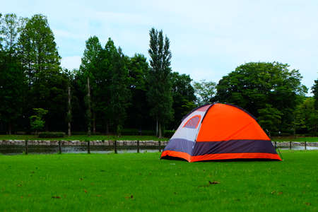 camping on vacation , enjoy on holiday , caping in the parkの写真素材