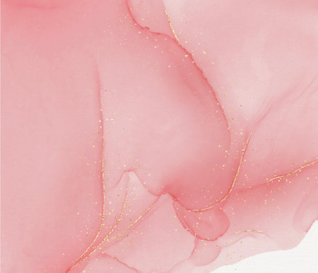 bstract fluid art paint with pink rose petals background, alcohol ink art brush paintの写真素材