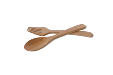 wooden spoon isolated on white backgroundの写真素材