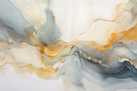 Marble abstract acrylic background. Marbling artwork texture. Agate ripple pattern. Gold powder.の素材