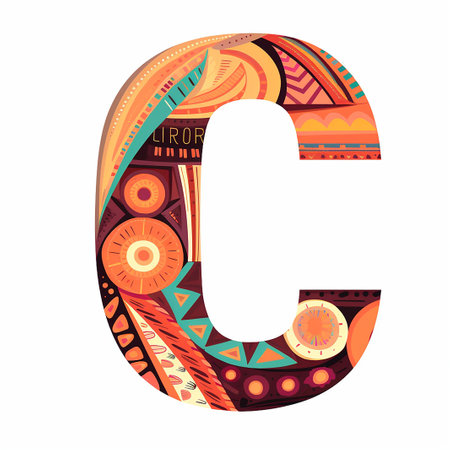 Letter C in ethnic style. Vector illustration for your graphic design.の素材