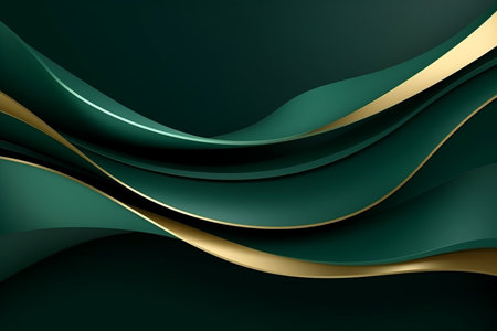 Abstract green and gold wavy background. Vector design eps 10の素材
