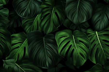 Tropical leaves background. Monstera leaves texture. 3d illustrationの素材
