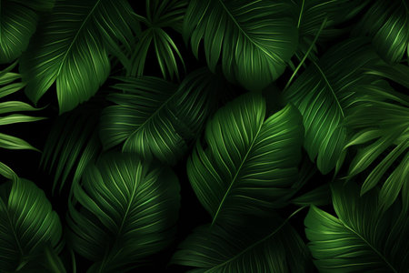Tropical leaves background. 3d rendering, 3d illustration.の素材