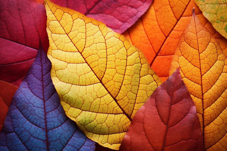 Colorful autumn leaves background, close up. Seasonal concept.の素材