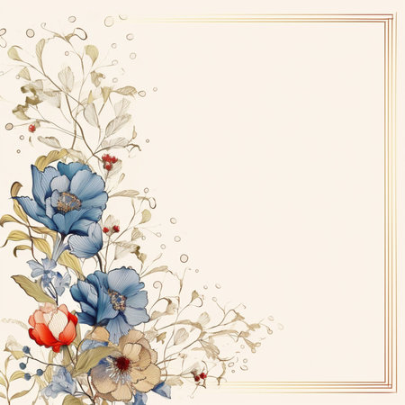 Vintage floral background with flowers and leaves. Vector Illustration.の素材