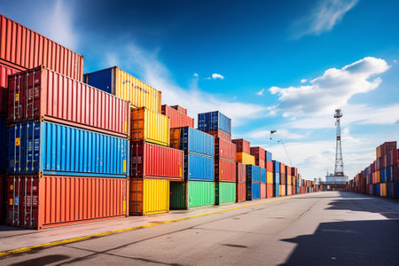 Industrial Container Cargo freight ship for Logistic Import Export background.の素材