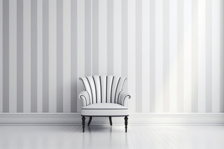 White armchair in empty room with copy space - 3d renderingの素材